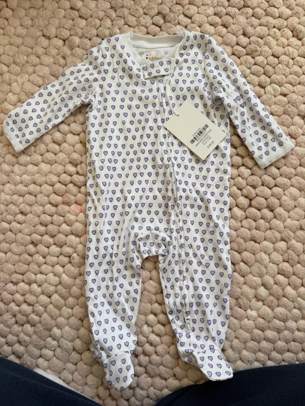 Roller Rabbit White Footed One-Piece with Purple Heart Print